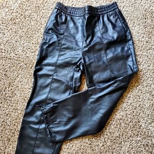 Soft lined faux leather joggers